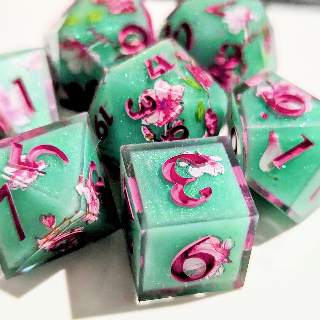 Sanura Cherry Blossoms Mint Green and Pink Sakura 7 Pcs