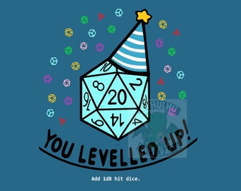 Fichier téléchargeable numérique D20 DND Birthday Card, You Leveled Up Nerdy Greetings Card Natural 20 / Donjons et Dragons / Succès critique.