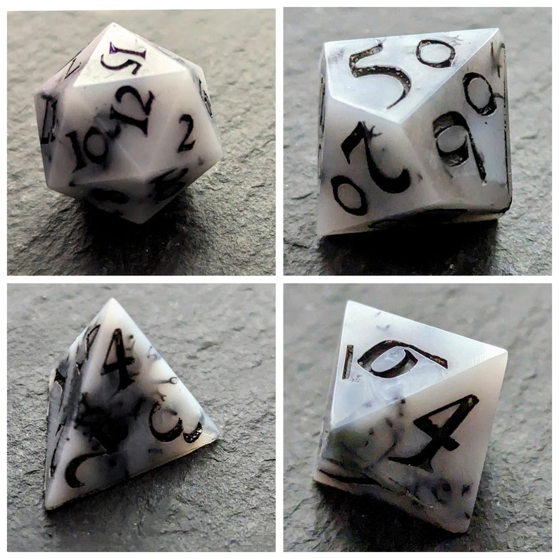 Smokey Vrilles 7 pcs Polyhedral Resin Dice Set ou 8pc Mini Dice Set DND Donjons et Dragons, Dés faits à la main, D20, D6, RPG Sharp edge dés. image 5