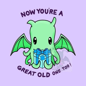 Fichier téléchargeable numérique Cthulhu Birthday Card Great Old One, avec présente Nerdy Greetings Card H.P. Mythe de Lovecraft / L'Appel de Cthulhu