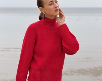Hand-Knitted Alpaca and Wool Blend Winter Sweater, Oversized Chunky Knitwear, Many Colors Available