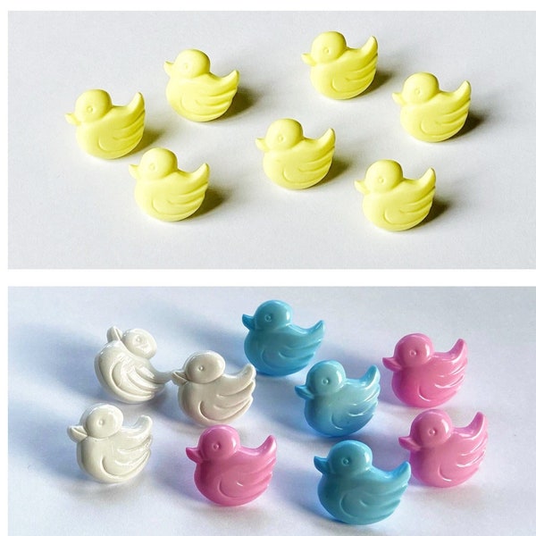 10x Duck Buttons, Blue or Pink, Baby & Child, Fun Buttons, Sewing Supply, Knitting, Crochet