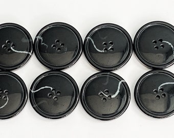 10x Large 28mm Black Buttons, Coat / Jacket Buttons, Super Chunky Knit Buttons