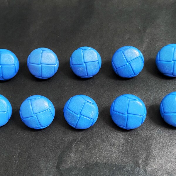 10x 15mm Mid Blue Leather Look Buttons, Football Buttons, Baby Buttons, Child Buttons,Cardigans, Jackets, Couture, Crochet, Knitting