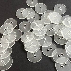 Lot (36) Round 1/2 Dia. Clear Plastic Buttons w/ 4 Hole Indented Center