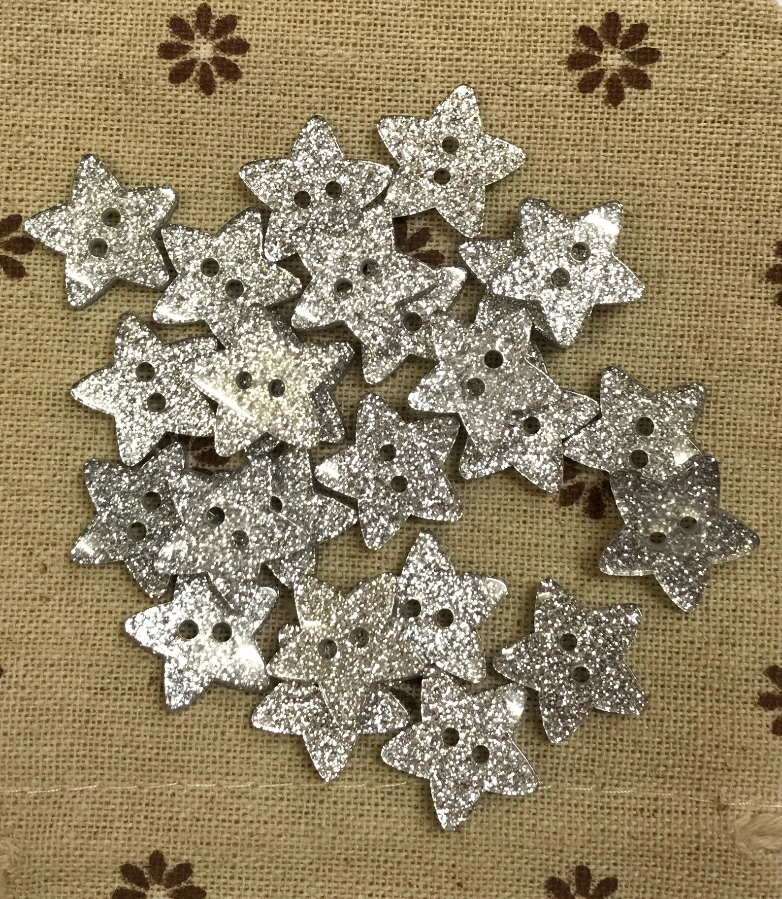 10 X Star Shaped Glitter Buttons 20mm Gold or Silver Etsy UK