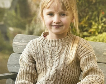 Childs DK Cabled Sweater Dress & Sweater Knitting Pattern Size 1-11 Years, Wendy 5129