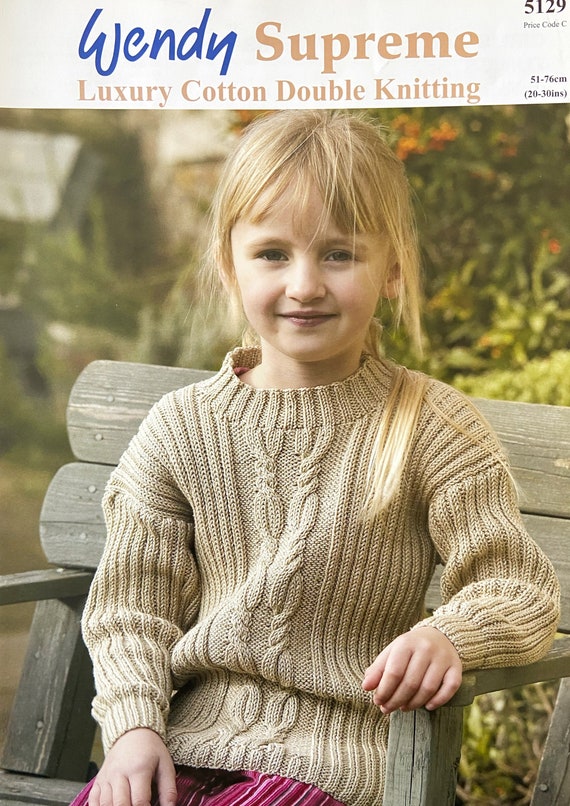 Childs DK Cabled Sweater Dress & Sweater Knitting Pattern Size 1