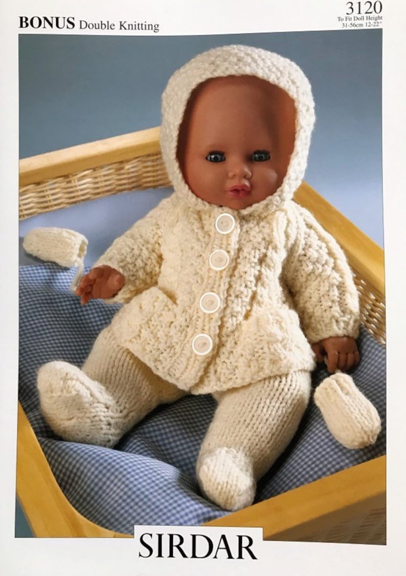 TO FIT 40CM DOLL KING COLE 4000 DOLLS CLOTHES ORIGINAL KNITTING PATTERN DK