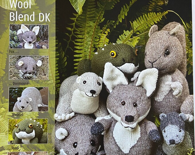 Woodland Animals Knitting Pattern Book, Dormouse, Fox, Squirrel, Toad