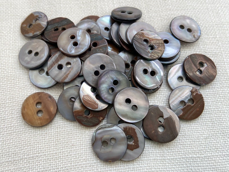 10x Smoke Grey Shell Buttons 13mm 14mm 15mm Dressmaking | Etsy