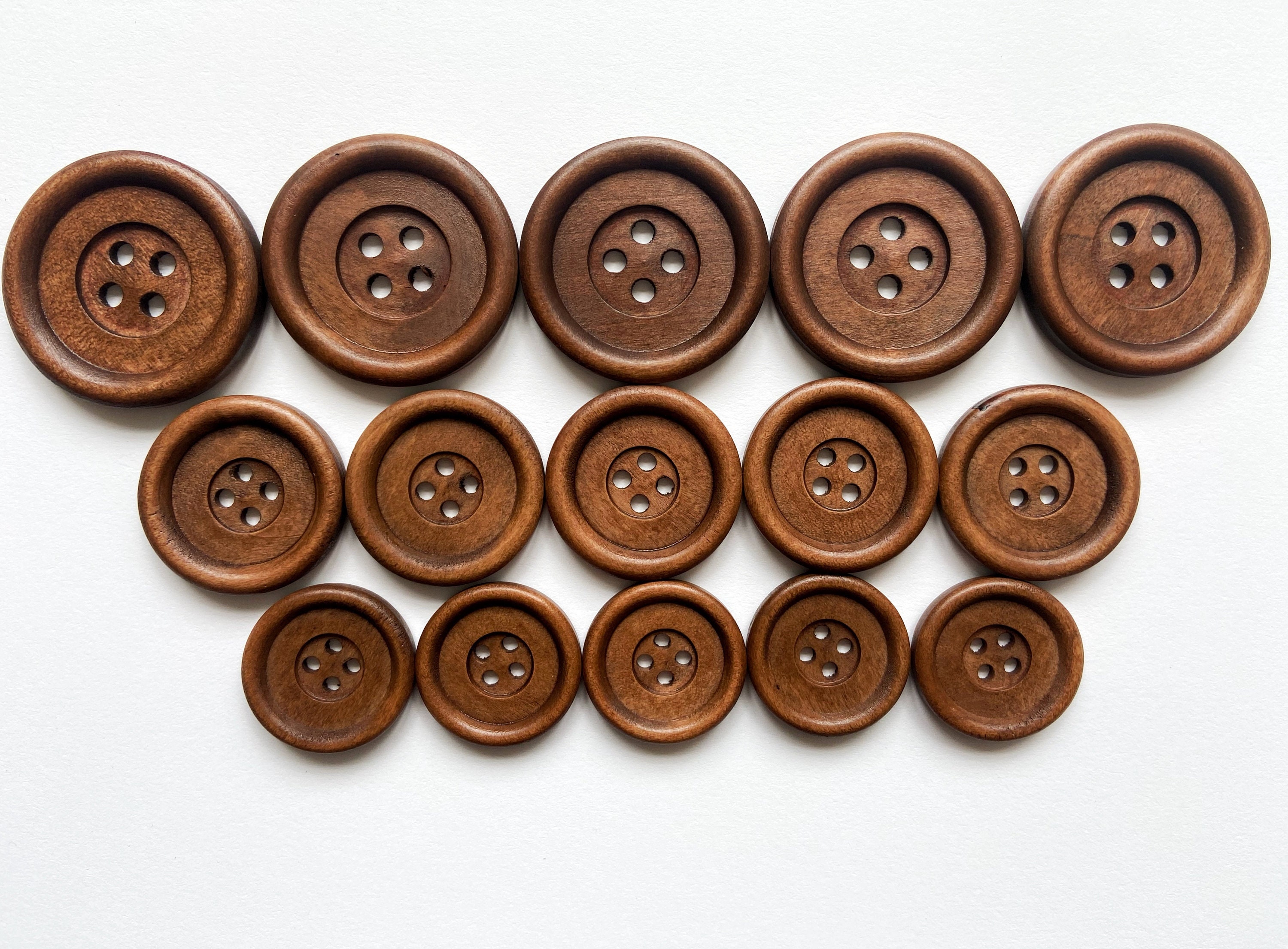 Round Olive Wood Buttons Natural Buttons Wooden Buttons for Kids