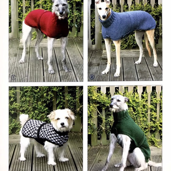 Dog Coat Sweater Knitting Pattern for Small Dogs, Grehound & Whippet Polo Neck Option Length 10-30 Inches KP05