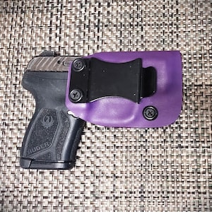 Purple Ruger LCP MAX 380 Kydex Holster, with or without belt, Adjustable, Lifetime Warranty-