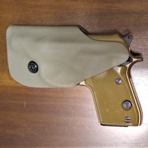 Beretta Bobcat 21A .22 and .25 Covert Flat Dark Earth Kydex Holster -Clip Option - Lifetime Warranty -