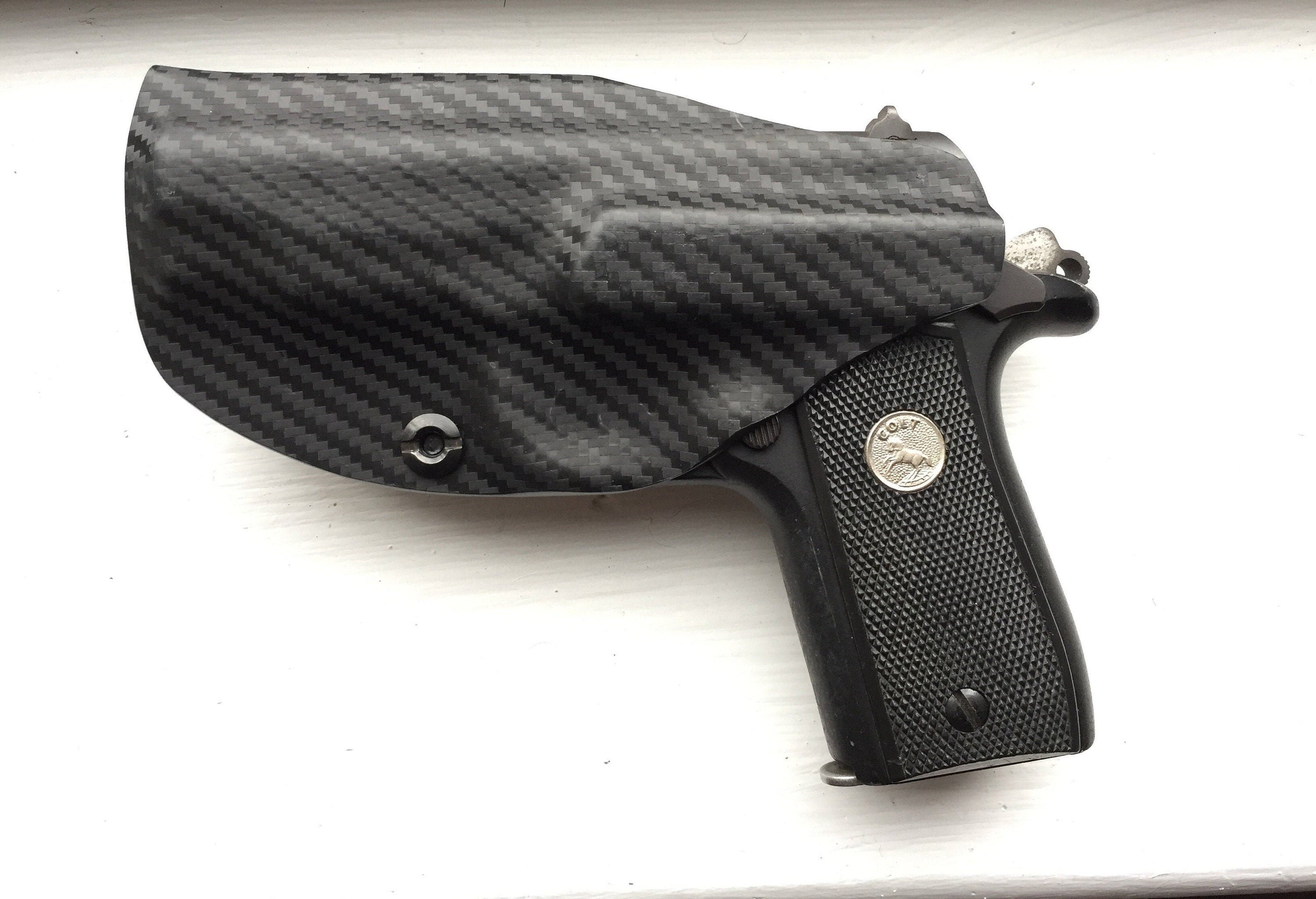 Pistol Belt Hip Holster for Colt 380 Government Model. 