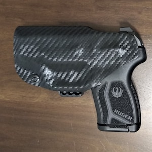 NO Belt Needed! Ruger LCP MAX 380 Kydex Holster - Choice Colors - Adjustable, Lifetime Warranty- CARBON INSIDE RIGHT