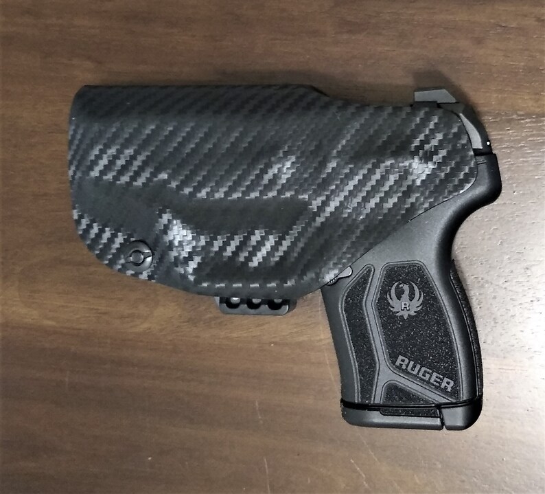 NO Belt Needed! Ruger LCP MAX 380 Kydex Holster - Choice Colors - Adjustable, Lifetime Warranty- CARBON INSIDE RIGHT