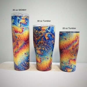 Oil Slick Rainbow Tumbler Cup or Can Hugger - Insulated Stainless