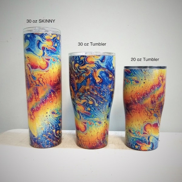 Oil Slick Rainbow Tumbler Cup or Can Hugger - Insulated Stainless