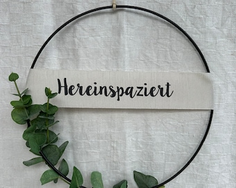 Hereinspaziert Schrift natur Eukalyptus Blätter Reifen Dekoring Hoop Ring 30 cm Boho Natur