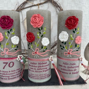 Zum Geburtstag Kerze Geburtstagskerze Rosen 60 70 75 80 85 90 Vintage echtes Wachs