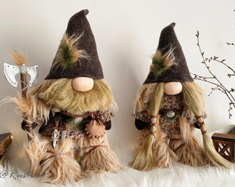 Nordic Gnome - Sigfried  & Brunhilde , Norse, Celtic, Viking , Middle Age, Medieval, Tomte, Nisse, Gnomes