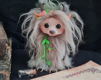 Handmade Forest Creature Figurine: Polymer Clay Fantasy Animal