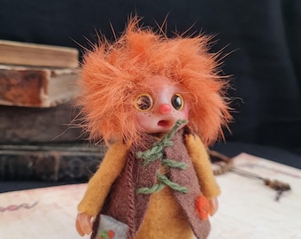Handmade Pixie Figurine: Polymer Clay Elf Sculpture - Flynn