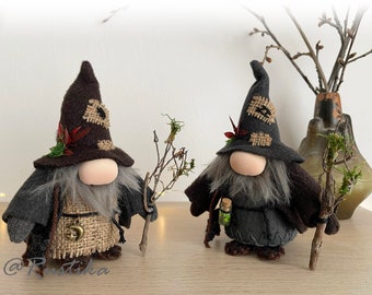 Set of two Woodland miniature gnomes, wizard gnomes, mini gnomes