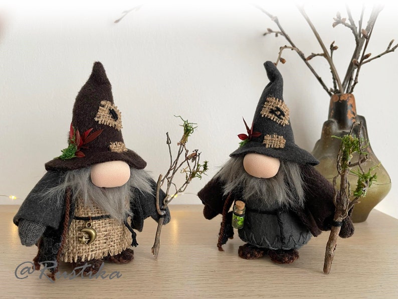 Ensemble de deux gnomes miniatures des bois, gnomes sorciers, mini gnomes image 1