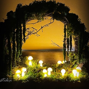 Glowing Mushroom Decor: Forest Moss Wreath with LED Lights