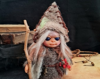 Handmade Polymer Clay Elf Figurine: Woodland Fantasy Creature