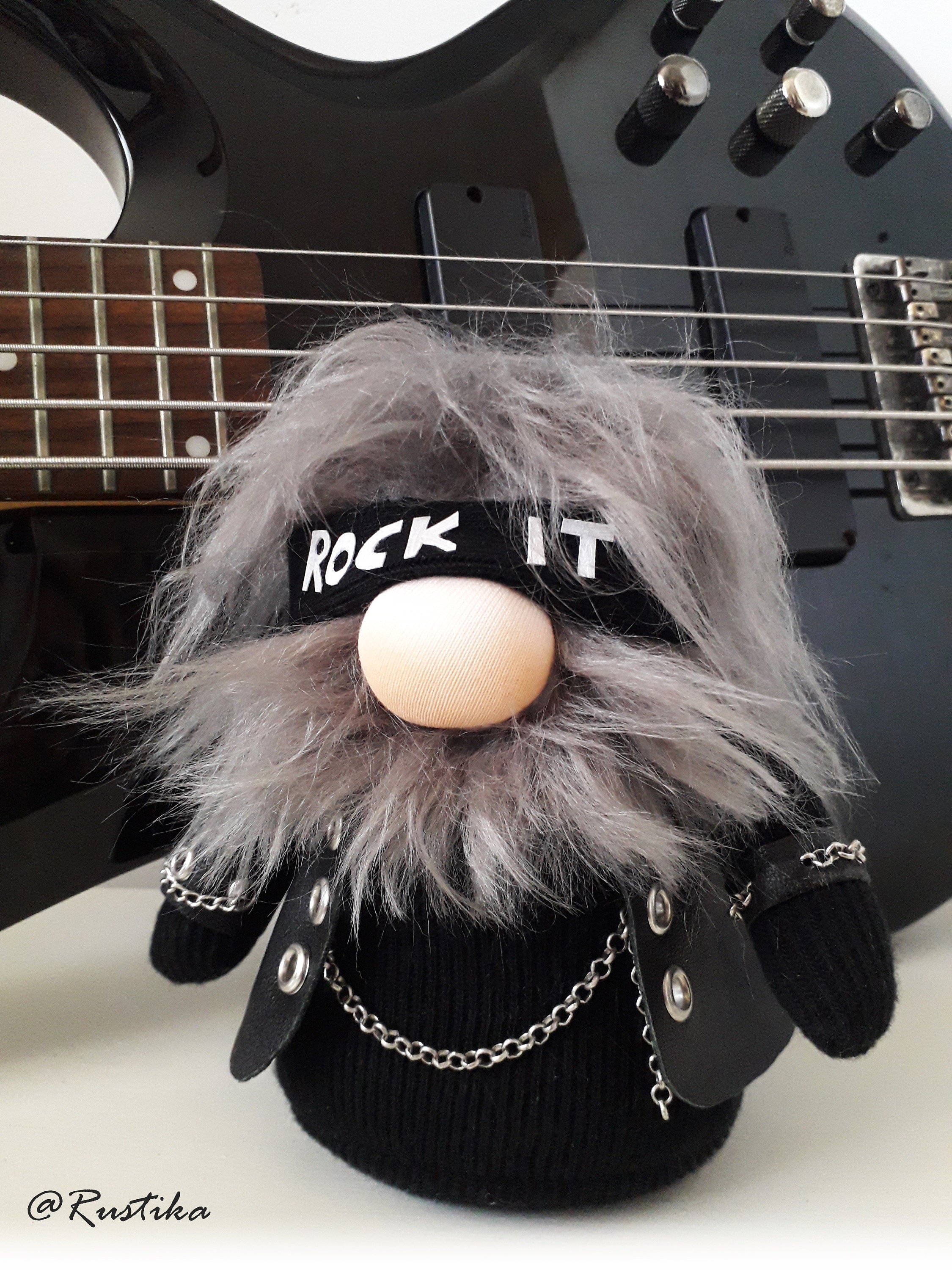Ozzy Rock Gnome: Handmade Biker Gnome With Leather Jacket - Etsy