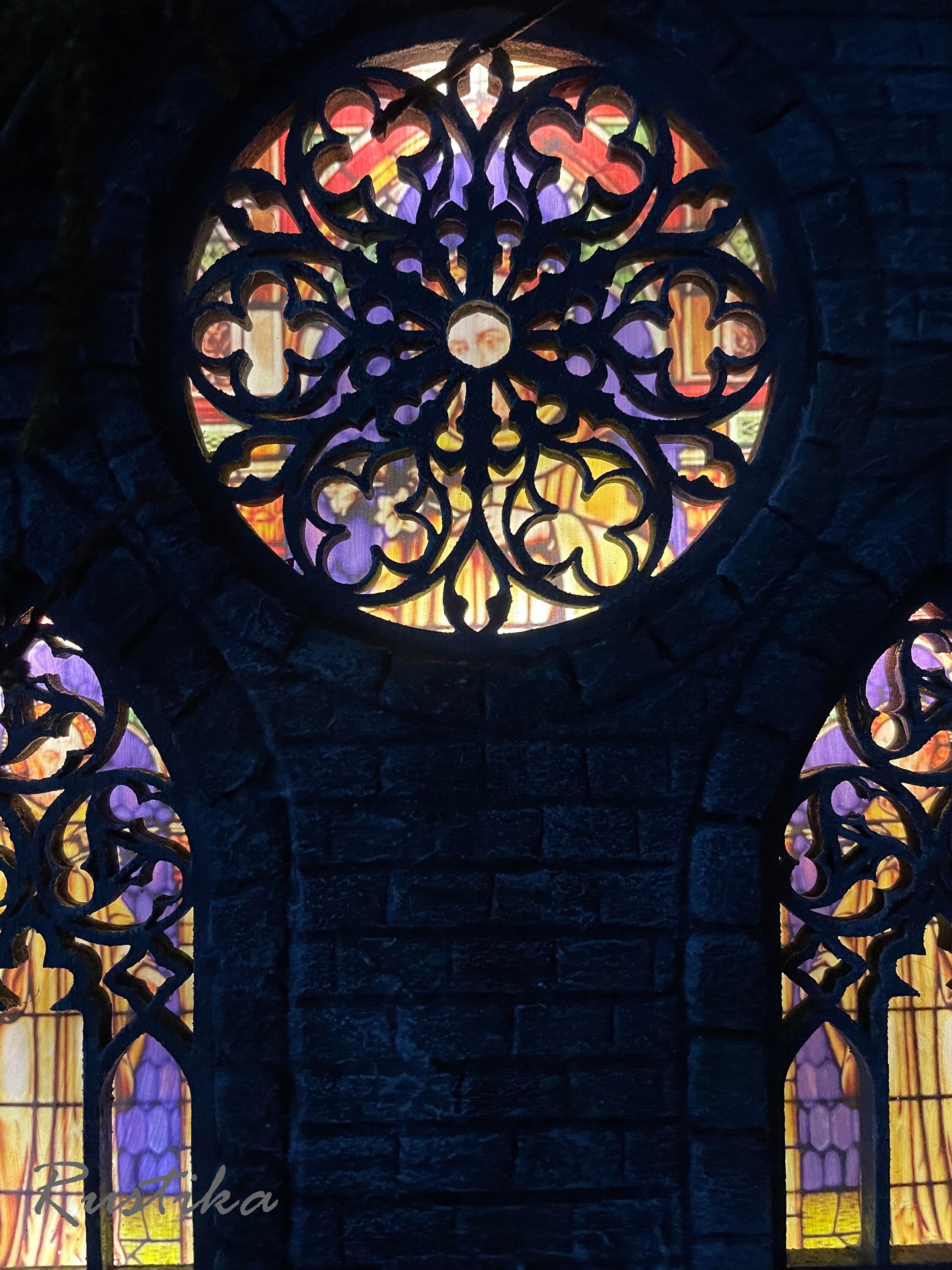 Gothic Stained Glass Church Window Leggings – Women’s Full Length Multi-Color Print