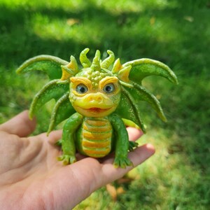 Baby dragon figure, OOAK baby dragon, Green baby dragon, Baby dragon display