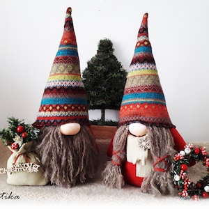 Scandinavische kabouters - Lukas / Katia, Scandinavisch decor, winterkabouters, kerstkabouters, Tomte, Nisse, kerstcadeau, kerstcadeau voor stel