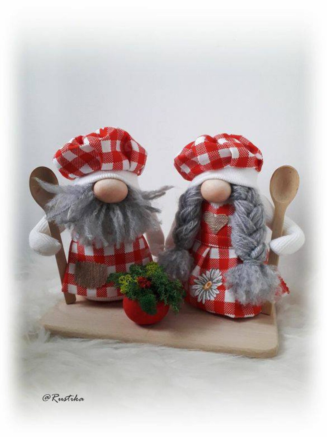 2 PCS Chef Gnome Mr and Mrs Love Sweet Kitchen Gnomes Handmade