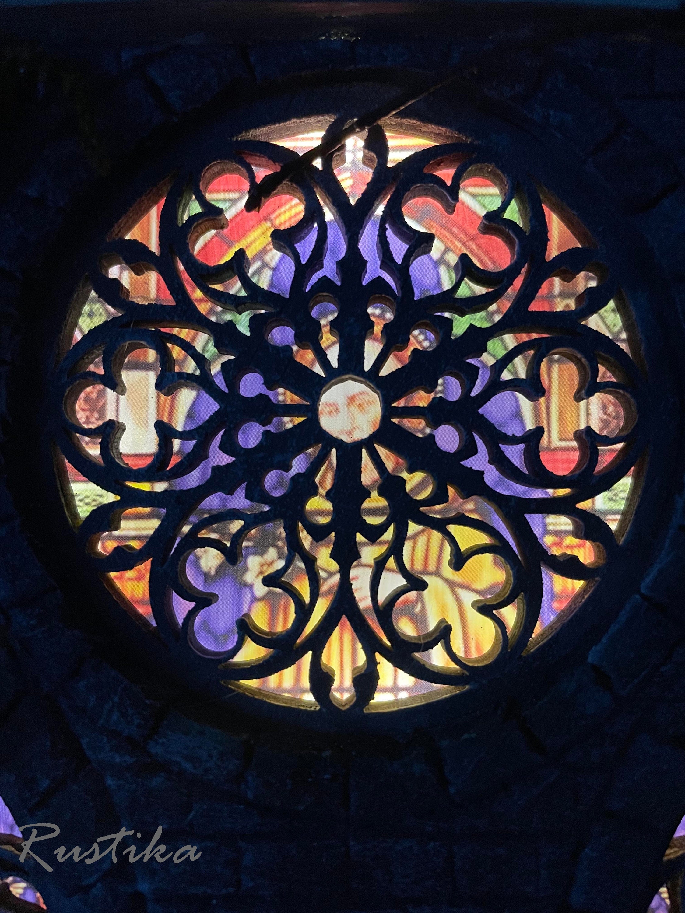 Gothic Cathedral Window Frame: Stained Glass Decor With LED