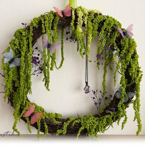 Fairy wreath, Cottagecore wreath, Plants wreath,  Farmhouse wreath, Nature wall decor, Rustic wreath