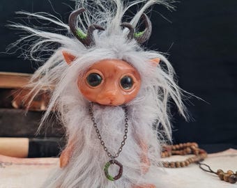 Forest Creature Figurine: Handmade Polymer Clay Fantasy Art Doll