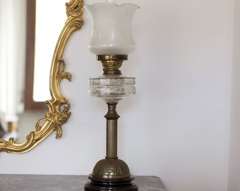 Antieke olielamp - Sherwoods Ltd B'Ham Brass tafellamp - Tafellamp, Engeland 19e eeuw