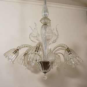 Grande lampadario da salone Barovier & Toso: Lampadario in vetro veneziano i Torchon| Etsy