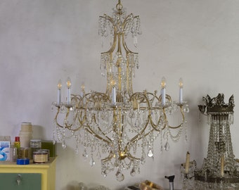 Grande lampadario stile impero - lampadario Vintage a sospensione con gocce di cristallo pendenti