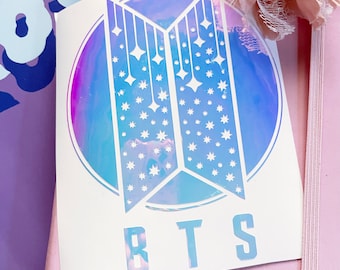 BTS Universe White  Opal Holographic Decal| BTS Sticker|BTS Merch |Bts Stationery |Bts decal