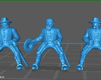 15mm ACW Generals with Greatcoat and Hat - 3 Minis - MC Minis