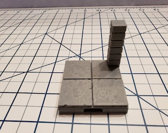 Cut Stone Pillar Floor Tiles - OpenLock or DragonLock - Openforge - DND - Pathfinder - Dungeons & Dragons - RPG - Tabletop - 28 mm / 1"