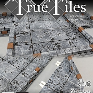 True Tiles - Cut Stone Starter Set 50 Tiles! - OpenLock - DND - Pathfinder - Dungeons & Dragons - Terrain - RPG - Tabletop - 28 mm / 1&quot;