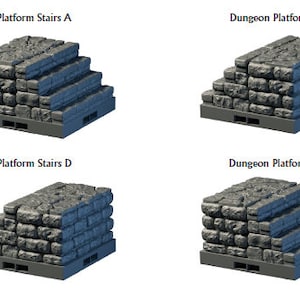 Dungeon Stair Platforms- Lost Dungeons - DragonLock - DND - Pathfinder - RPG - Dungeon & Dragons - 28 mm/ 1&quot; - Terrain - Fat Dragon Games