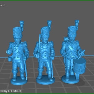 28mm French Line Infantry Btg grenadier coy command 1805-12 with High uniform